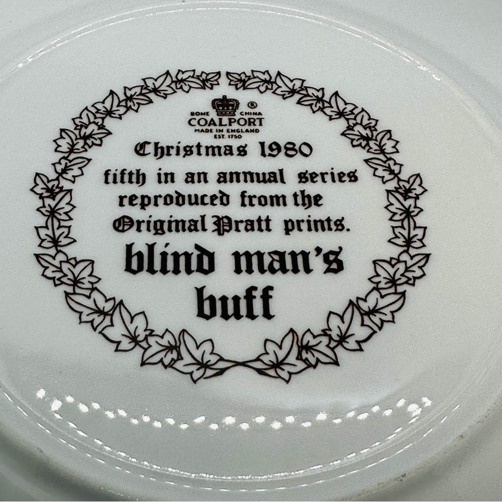 Vtg Coalport Fine Bone China CHRISTMAS 1980 Collector Plate Blind Man's Buff Box - Picture 8 of 12